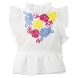 NWT Janie and Jack Embroidered Floral Ruffle Shirt, Size 7